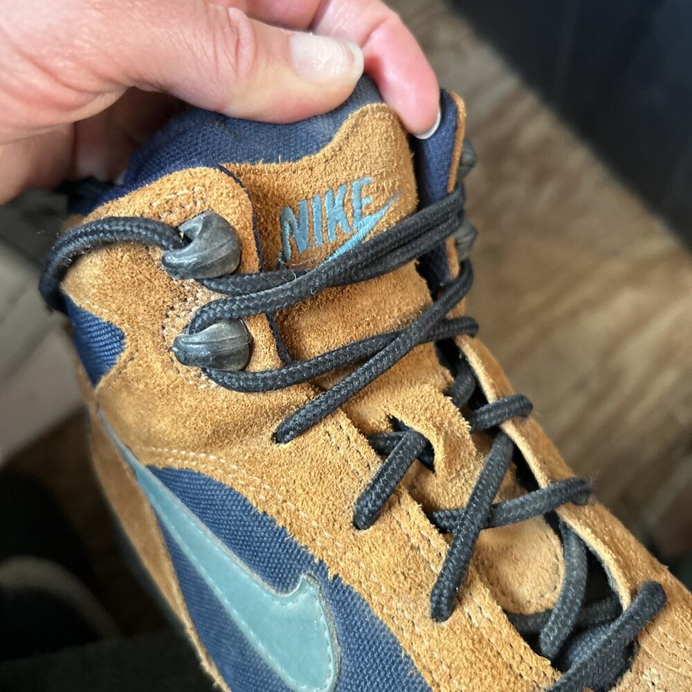 VTG 90s Nike ACG Mid Hiking Boot Burnt Sienna Navy Blue Tag Sz 7 Best Fit 6/6.5 - Picture 4 of 13